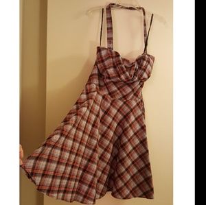 Plus Size Plaid Halter Dress 2X/16/18